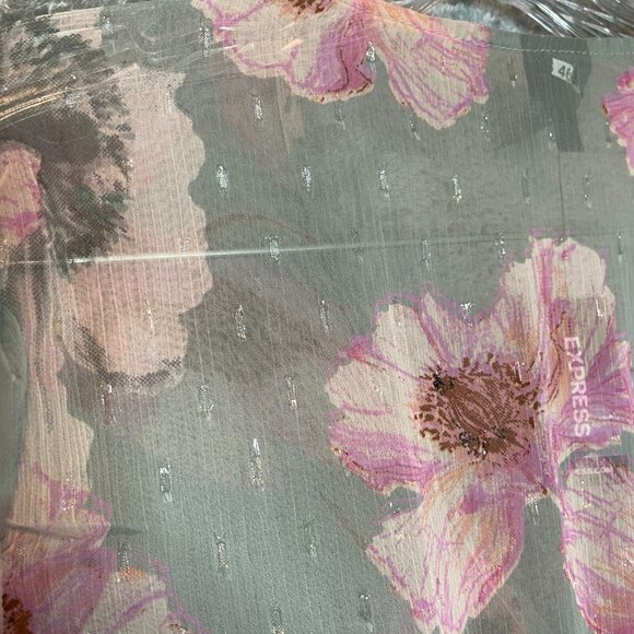 Express Women Light Chiffon Floral Girly Bloomcore Boho Maxi Wrap Cover Up Small - Picture 8 of 14